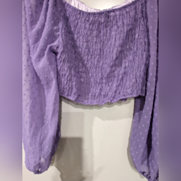 NWOT lavender, sheer balloon sleeves, smocked back, peasant top 2X - Picture 5 of 6